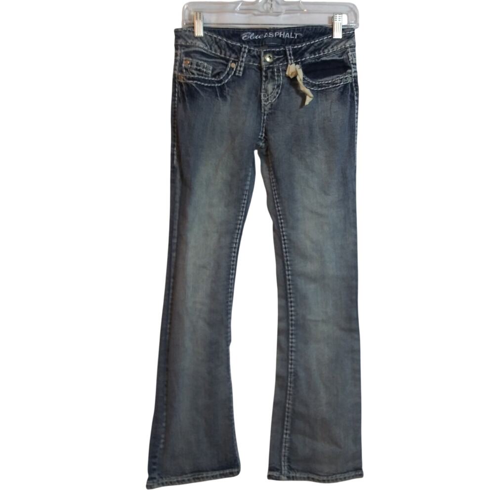 Blue Asphalt Y2k Low Rise Boot Memphis Jeans Juniors Size 3 Short
